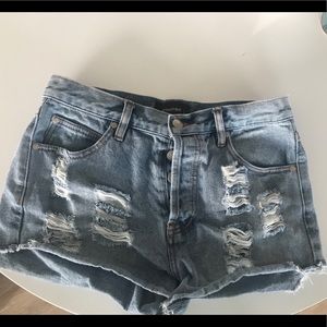 Mink pink high waisted jean shorts
